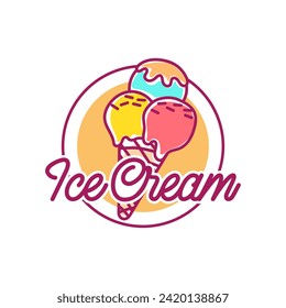 Ice Cream Logo Design. Ice cream shop logo badges and labels, gelateria signs.