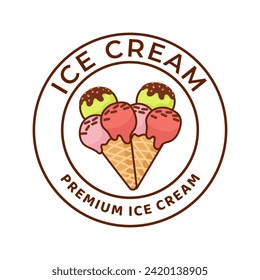 Ice Cream Logo Design. Ice cream shop logo badges and labels, gelateria signs.
