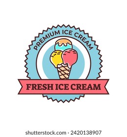 Ice Cream Logo Design. Ice cream shop logo badges and labels, gelateria signs.