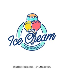 Ice Cream Logo Design. Ice cream shop logo badges and labels, gelateria signs.