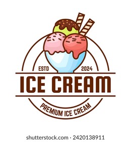 Ice Cream Logo Design. Ice cream shop logo badges and labels, gelateria signs.