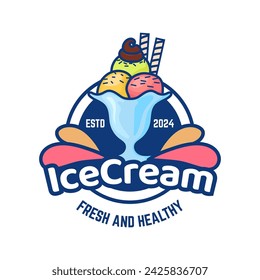 Ice Cream Logo Design. Ice cream shop logo badges and labels, gelateria signs.