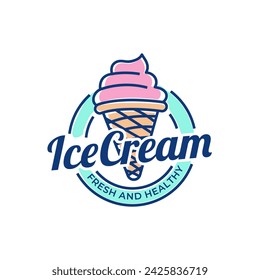 Ice Cream Logo Design. Ice cream shop logo badges and labels, gelateria signs.