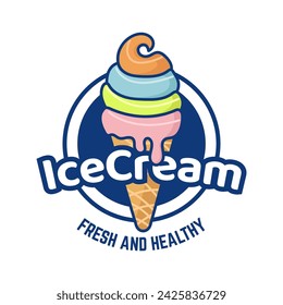 Ice Cream Logo Design. Ice cream shop logo badges and labels, gelateria signs.