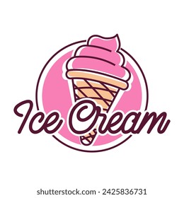 Ice Cream Logo Design. Ice cream shop logo badges and labels, gelateria signs.