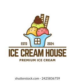 Ice Cream Logo Design. Ice cream shop logo badges and labels, gelateria signs.