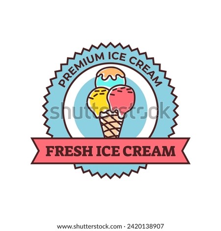 Ice Cream Logo Design. Ice cream shop logo badges and labels, gelateria signs.