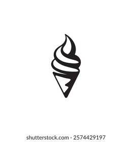 Ice Cream Logo Design Silhouette Vector Illustration On a White Background