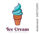 Ice Cream Logo Design Simple cartoon illustration of  ice cream cone. Ice cream logo icon vector