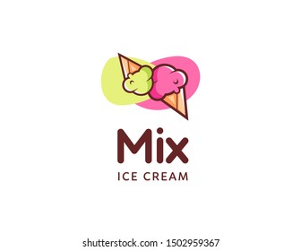 Ice cream logo design. Simple modern logo vector. Mix ice cream logo concept