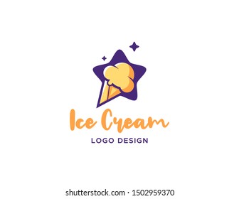 Ice cream logo design. Simple modern logo vector. Star ice cream logo concept