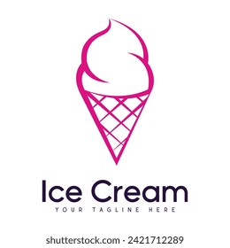 Diseño del logotipo del helado Dibujo gráfico simple del cono de helado. Vector de icono del logotipo de la crema de hielo