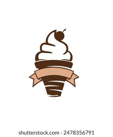 Ice Cream Logo Design, Simple Line Gelato Logo
