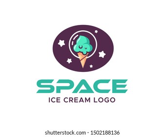 Ice cream logo design. space ice cream logo concept