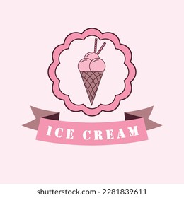 Ice cream logo design. Sweet ice cream vintage logotype. Cupcake logo template.