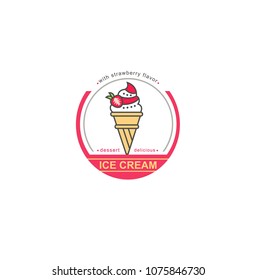 Ice cream. Logo for the design template and logo. Waffle ice cream with different flavors. Logo in a stylish, linear style.