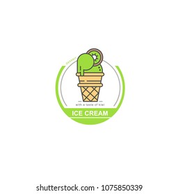 Ice cream. Logo for the design template and logo. Waffle ice cream with different flavors. Logo in a stylish, linear style.