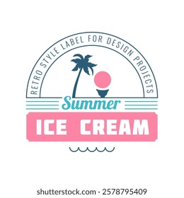 Ice cream logo. Design template label. Cold desert silhouette modern signs. Retro vector illustration.
