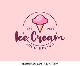 Eis Creme Logo Design Vektor. Eiscreme-Linie Kunstdesign-Vorlage. Eis-Symbol, Vektordesign