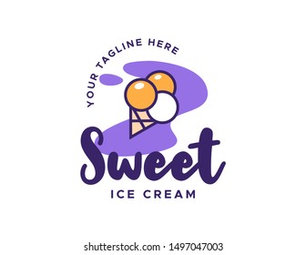 Ice cream logo design vector. ice cream symbol design template. ice cream flat logo design