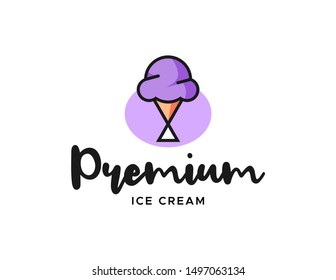 Ice cream logo design vector. ice cream line art logo. ice cream symbol design template