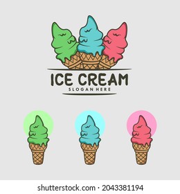 Ice cream Logo design vector template. Concept icon silhouette.