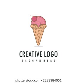Ice cream logo design vector icon