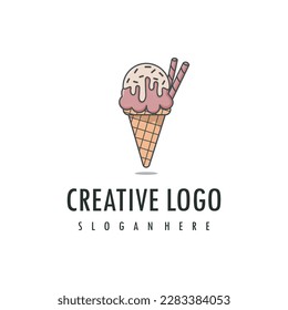 Ice cream logo design vector icon