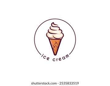 Ilustração do vetor do design do logotipo do Ice Cream. Etiquetas e emblemas de logotipo da loja de sorvetes, sinais de gelatéria