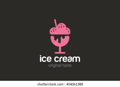 Plantilla vectorial de diseño con logotipo de helado Estilo de espacio negativo.
Silueta de icono del concepto de Logotipo Gelato.