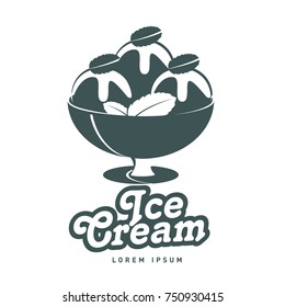 Ice cream Logo design vector template. Vintage style badges and labels design concept for confectionery. Vector illustration isolated on a white background