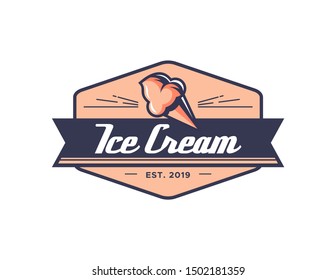 Ice cream logo design. vintage badge logo vector