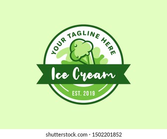 Ice cream logo design. vintage logo vector. retro badge template