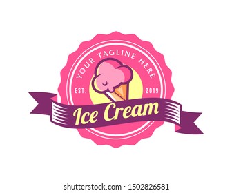 Ice cream logo design. Vintage logo vector. Retro badge logo