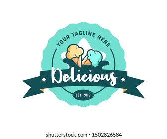Ice cream logo design. Vintage logo vector. Retro badge logo