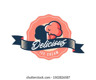 Ice cream logo design. Vintage logo vector. Retro badge logo