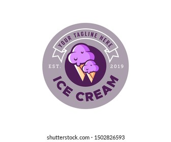 Ice cream logo design. Vintage logo vector. Retro badge logo