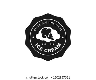 Ice cream logo design. Vintage logo vector. Retro logo badge