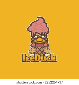 Ice cream logo with duck mascot