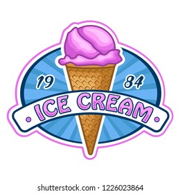 ice cream logo and font, emblem, badge object graphic illustration