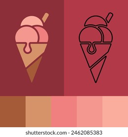 Ice cream logo icon vector. Ice cream in a waffle cone.