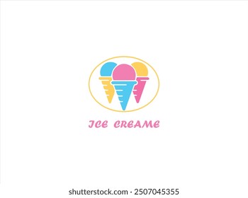 ICE cream logo, icon , vector,  isolate template ,illustration,  which contain a brand name or identity ,or a product identitor .