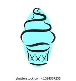  Ice cream logo isolated on white background. Line art vector design.