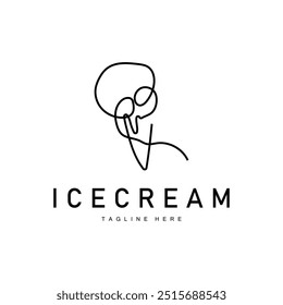 Ice Cream Logo Line Design Sweet Soft Cold Summer Food