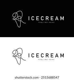 Ice Cream Logo Line Design Sweet Soft Cold Summer Food