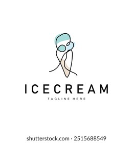 Ice Cream Logo Line Design Sweet Soft Cold Summer Food