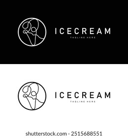 Ice Cream Logo Line Design Sweet Soft Cold Summer Food