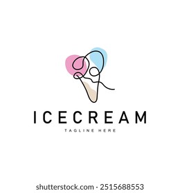 Ice Cream Logo Line Design Sweet Soft Cold Summer Food