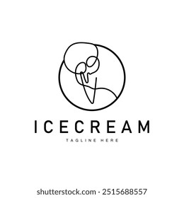 Ice Cream Logo Line Design Sweet Soft Cold Summer Food