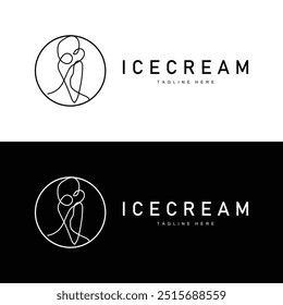 Ice Cream Logo Line Design Sweet Soft Cold Summer Food